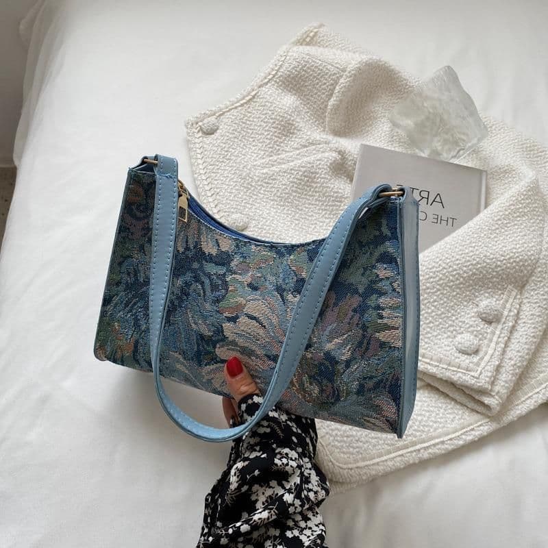 image-Western Style Popular Oil Painting Fashion Women's Handbag Underarm Bag