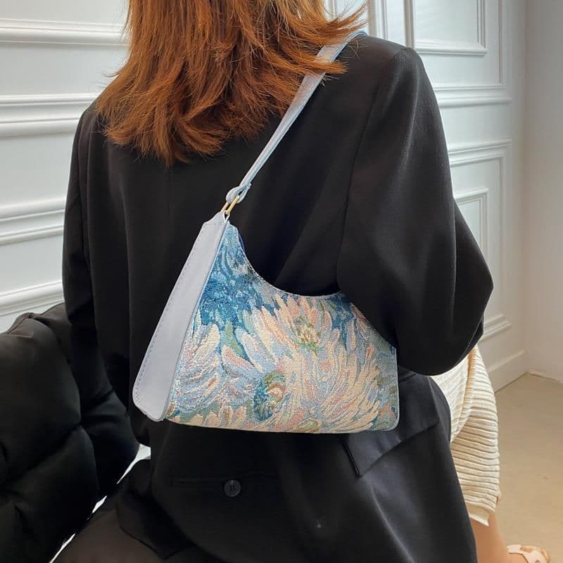 image-Western Style Popular Oil Painting Fashion Women's Handbag Underarm Bag