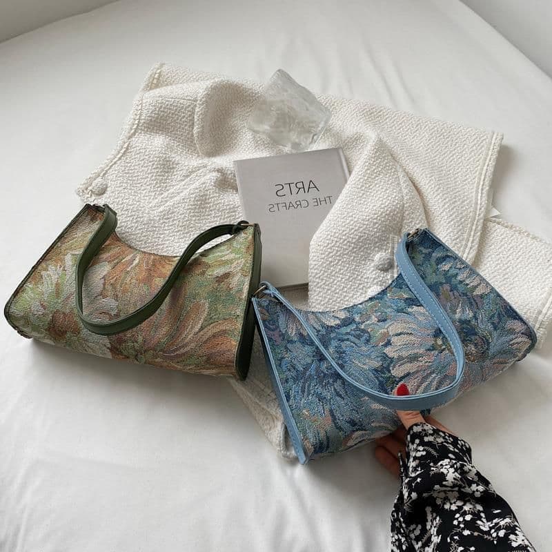 image-Western Style Popular Oil Painting Fashion Women's Handbag Underarm Bag