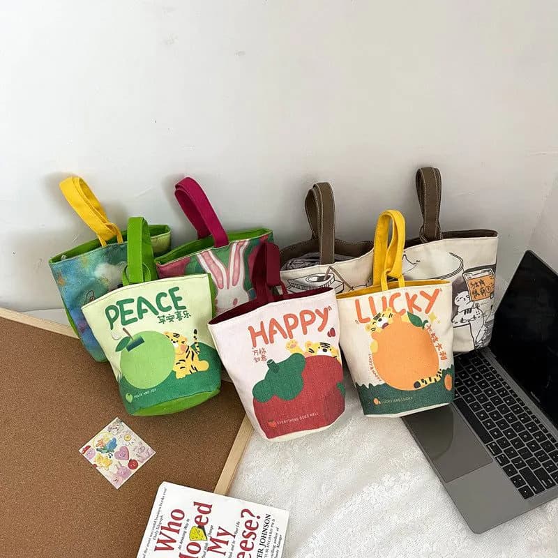 image-Oil Painting Style Handbag Cute Printing