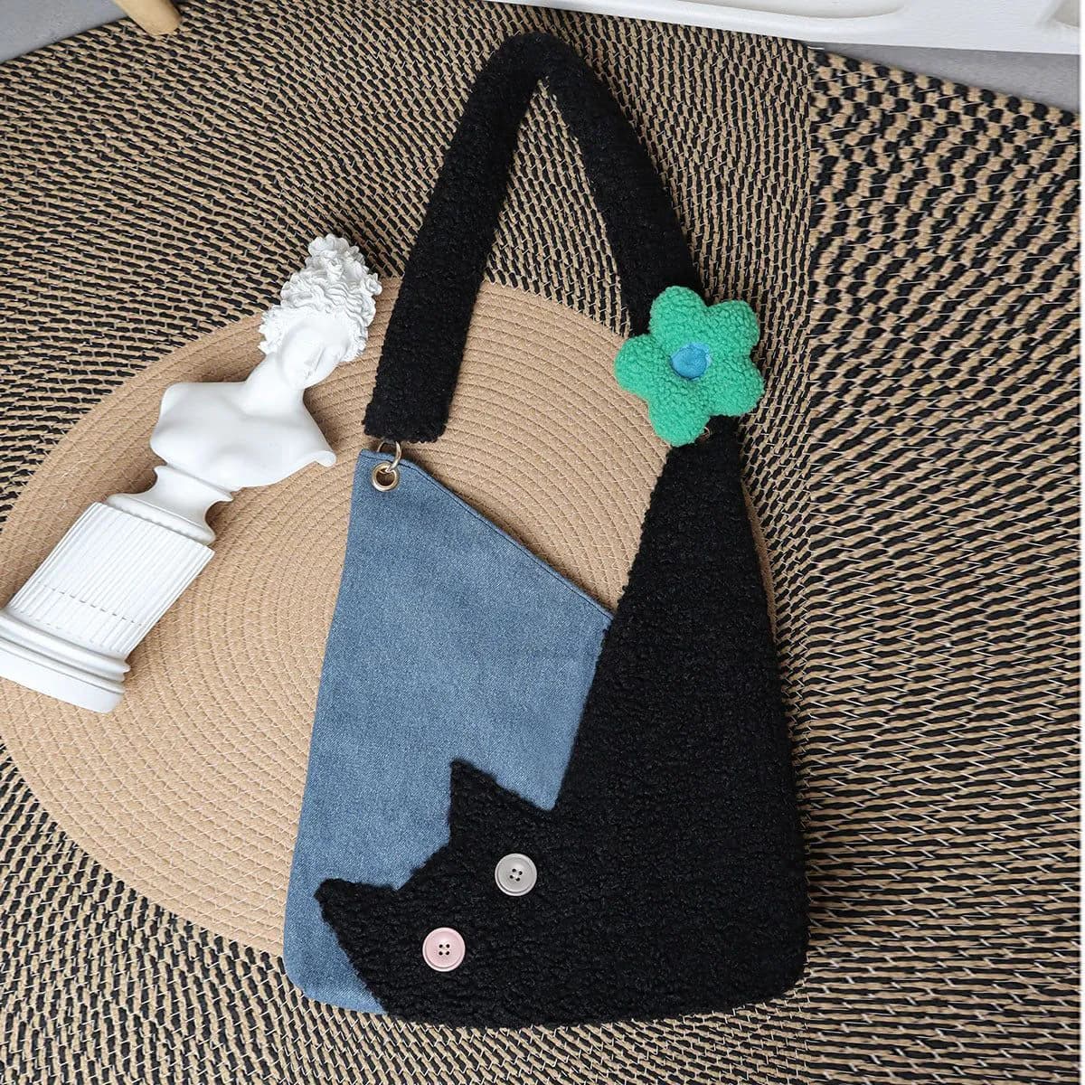 image-Denim Literary Fan Niche Large Capacity Shoulder Messenger Bag