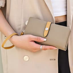 image-Women's Wallet Contrast Color Hasp Long Zipper Multi-functional Simple Fashion Clutch