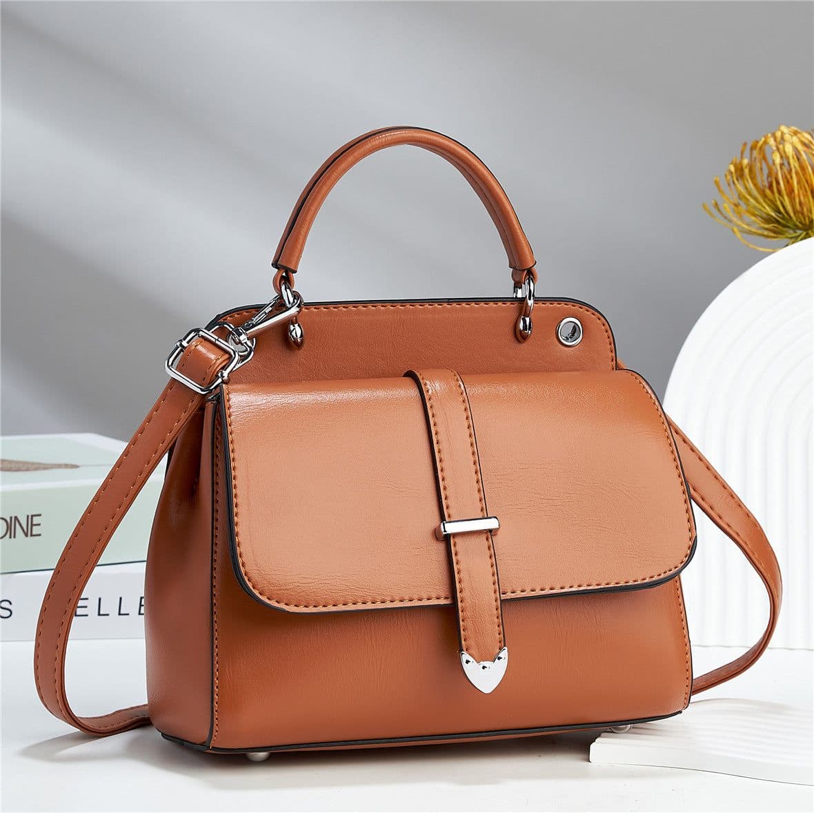 image-New Candy-colored Flip Texture One-shoulder Crossbody Handbag
