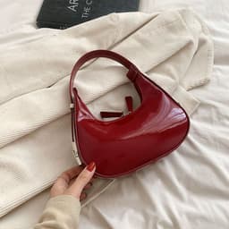 image-Red Women's Shoulder Bag Patent Leather Underarm