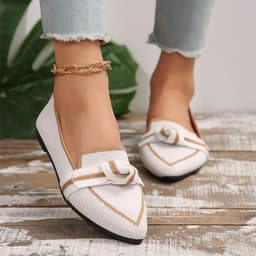 image-Fashion Pointed Toe Bow Flat Shoes For Women Lying Woven Slip-on Breathable Shoes Summer