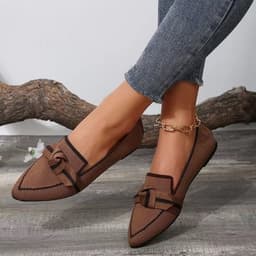 image-Fashion Pointed Toe Bow Flat Shoes For Women Lying Woven Slip-on Breathable Shoes Summer