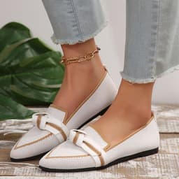 image-Fashion Pointed Toe Bow Flat Shoes For Women Lying Woven Slip-on Breathable Shoes Summer