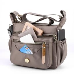 image-Multilayer One Shoulder Bag Large Capacity Waterproof Nylon Crossbody Bag