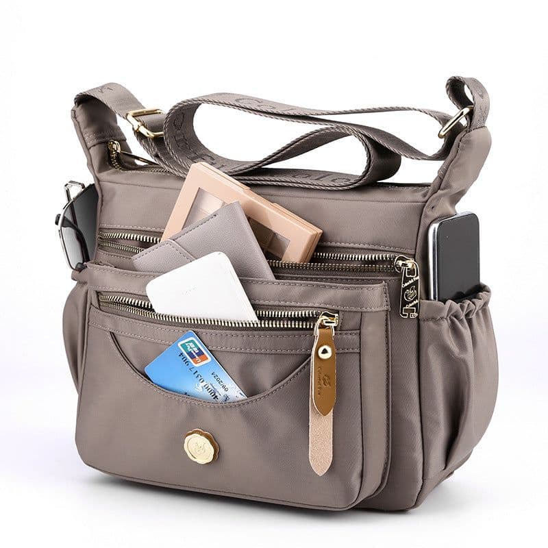image-Multilayer One Shoulder Bag Large Capacity Waterproof Nylon Crossbody Bag