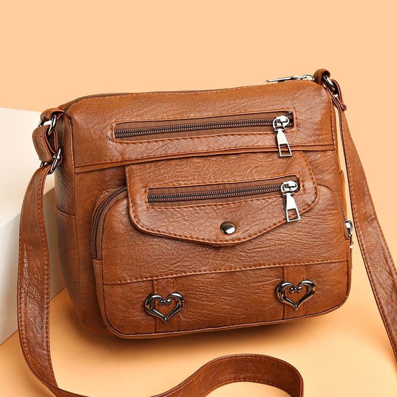 image-Shoulder Bag Soft Leather Fashion Multi-pocket Large Capacity Women's Bag