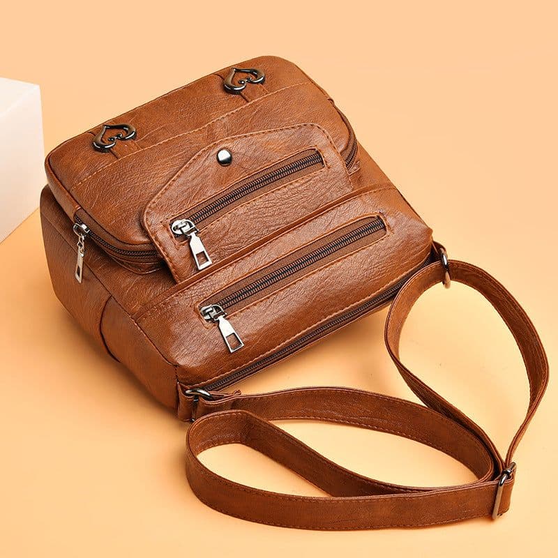 image-Shoulder Bag Soft Leather Fashion Multi-pocket Large Capacity Women's Bag