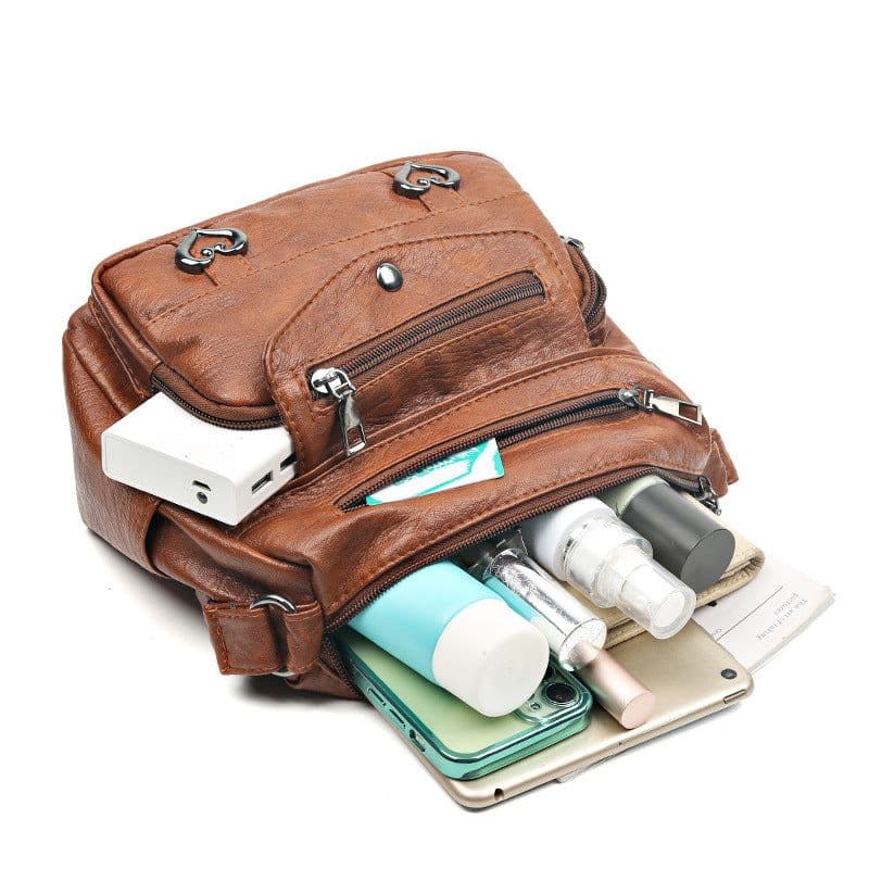 image-Shoulder Bag Soft Leather Fashion Multi-pocket Large Capacity Women's Bag
