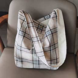 image-Artistic Plaid Cloth Bag Canvas Double-layer Shoulder Crossbody Dual-use
