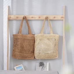 image-Women's Retro Artistic Beach Bag Paper String Hand-woven Beach Vacation Leisure Large Capacity Handbag