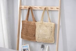 image-Women's Retro Artistic Beach Bag Paper String Hand-woven Beach Vacation Leisure Large Capacity Handbag