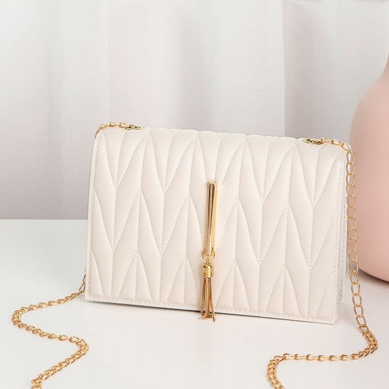 image-Women's Crossbody Small Square Bag V Pattern Plaid Pillow Bag