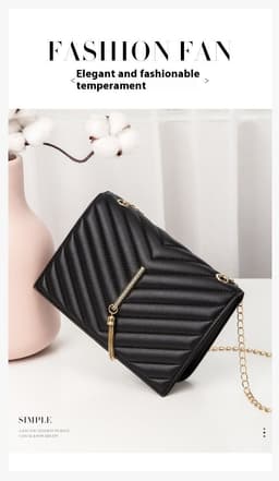 image-Women's Crossbody Small Square Bag V Pattern Plaid Pillow Bag