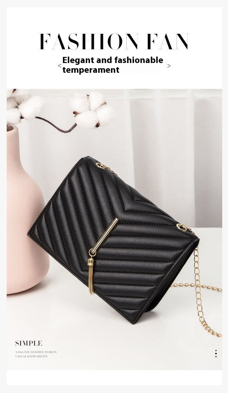 image-Women's Crossbody Small Square Bag V Pattern Plaid Pillow Bag