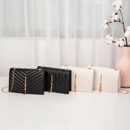 image-Women's Crossbody Small Square Bag V Pattern Plaid Pillow Bag