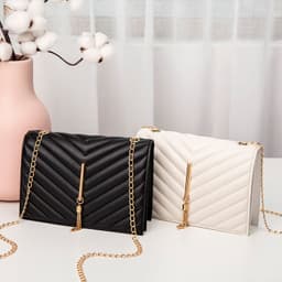 image-Women's Crossbody Small Square Bag V Pattern Plaid Pillow Bag
