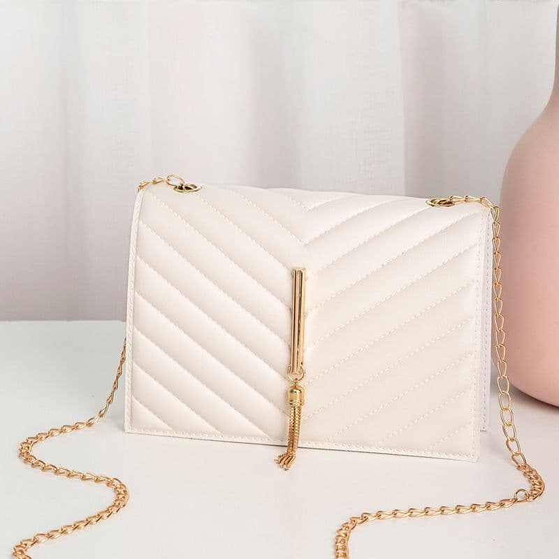 image-Women's Crossbody Small Square Bag V Pattern Plaid Pillow Bag