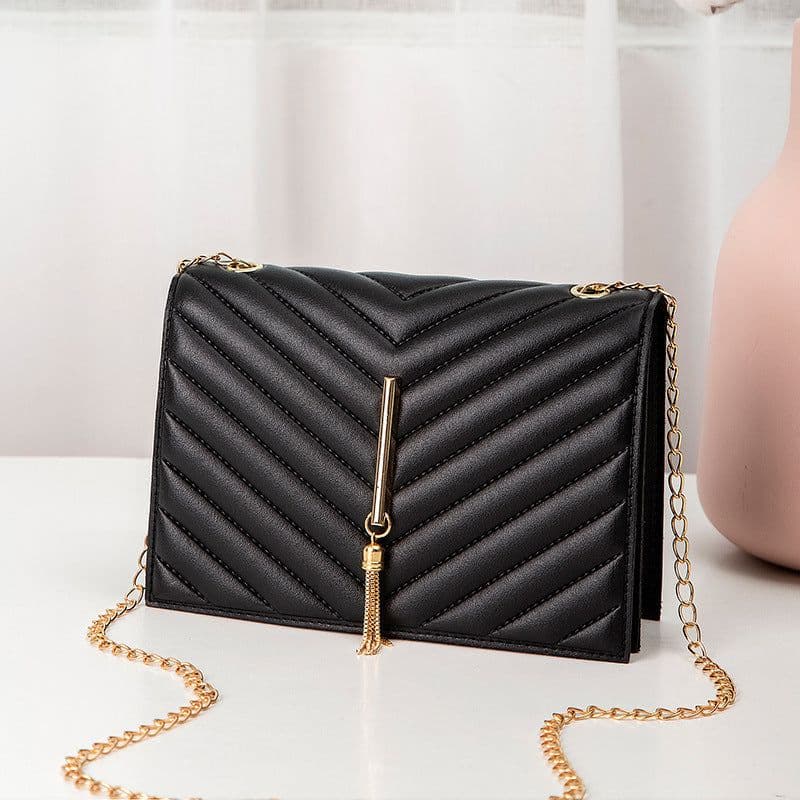 image-Women's Crossbody Small Square Bag V Pattern Plaid Pillow Bag