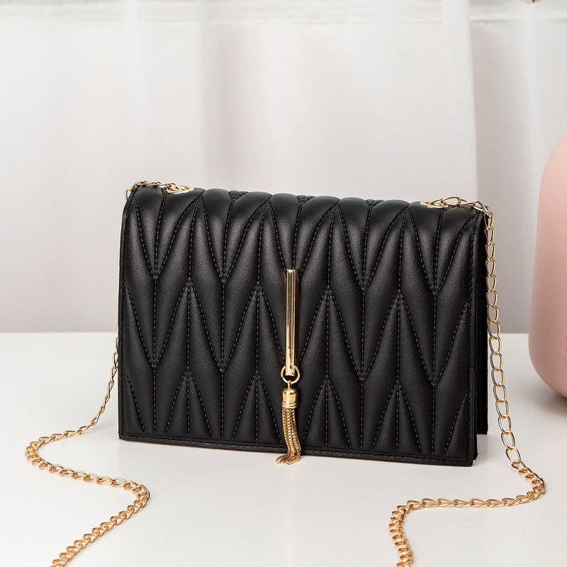 image-Women's Crossbody Small Square Bag V Pattern Plaid Pillow Bag