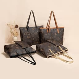 image-Fashion Trend Printed Shoulder Bag Retro Women's Large Capacity Two-piece Set