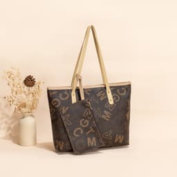 image-Fashion Trend Printed Shoulder Bag Retro Women's Large Capacity Two-piece Set