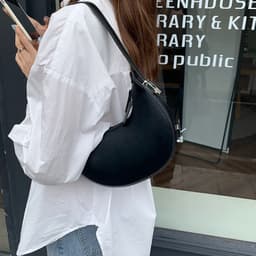 image-Handbag Crescent Metal Buckle Small Round Bag Women