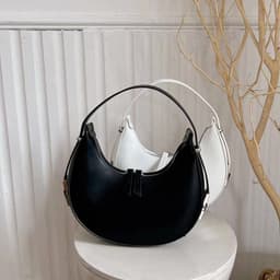 image-Handbag Crescent Metal Buckle Small Round Bag Women