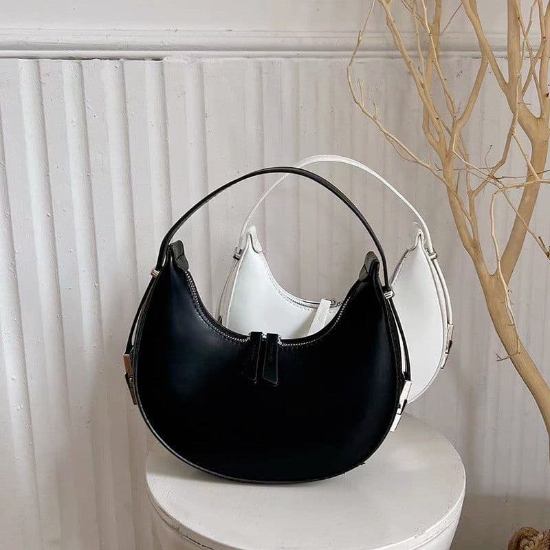 image-Handbag Crescent Metal Buckle Small Round Bag Women