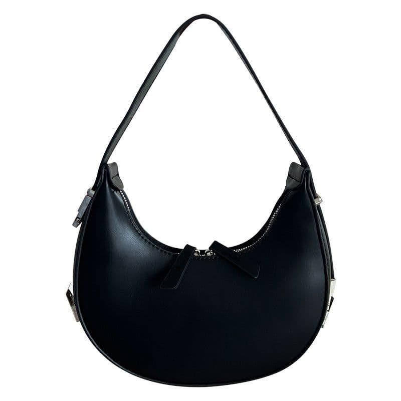 image-Handbag Crescent Metal Buckle Small Round Bag Women