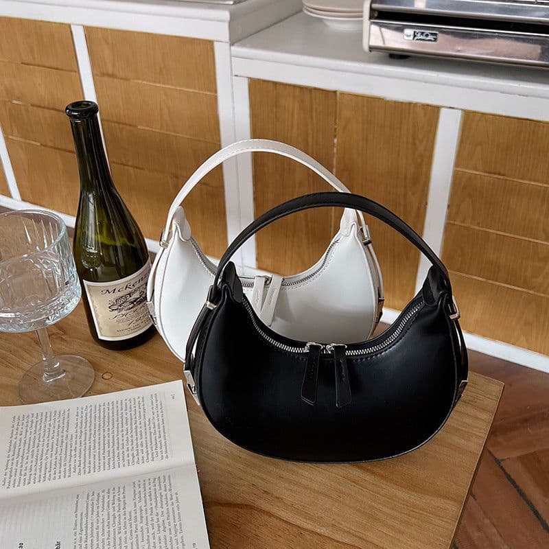 image-Handbag Crescent Metal Buckle Small Round Bag Women