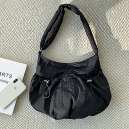 image-Pleated Casual Korean Style Nylon Crossbody Shoulder Bag
