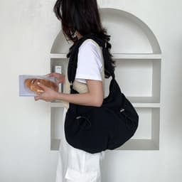 image-Pleated Casual Korean Style Nylon Crossbody Shoulder Bag