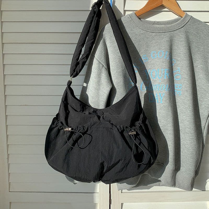 image-Pleated Casual Korean Style Nylon Crossbody Shoulder Bag