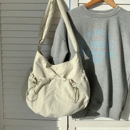 image-Pleated Casual Korean Style Nylon Crossbody Shoulder Bag