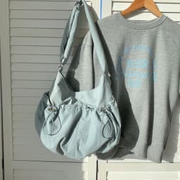 image-Pleated Casual Korean Style Nylon Crossbody Shoulder Bag