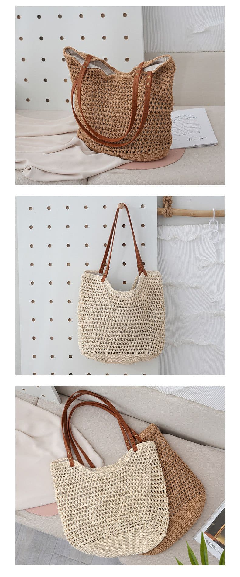 image-Beach Casual Hollow Mesh Woven Lightweight Straw Handbag