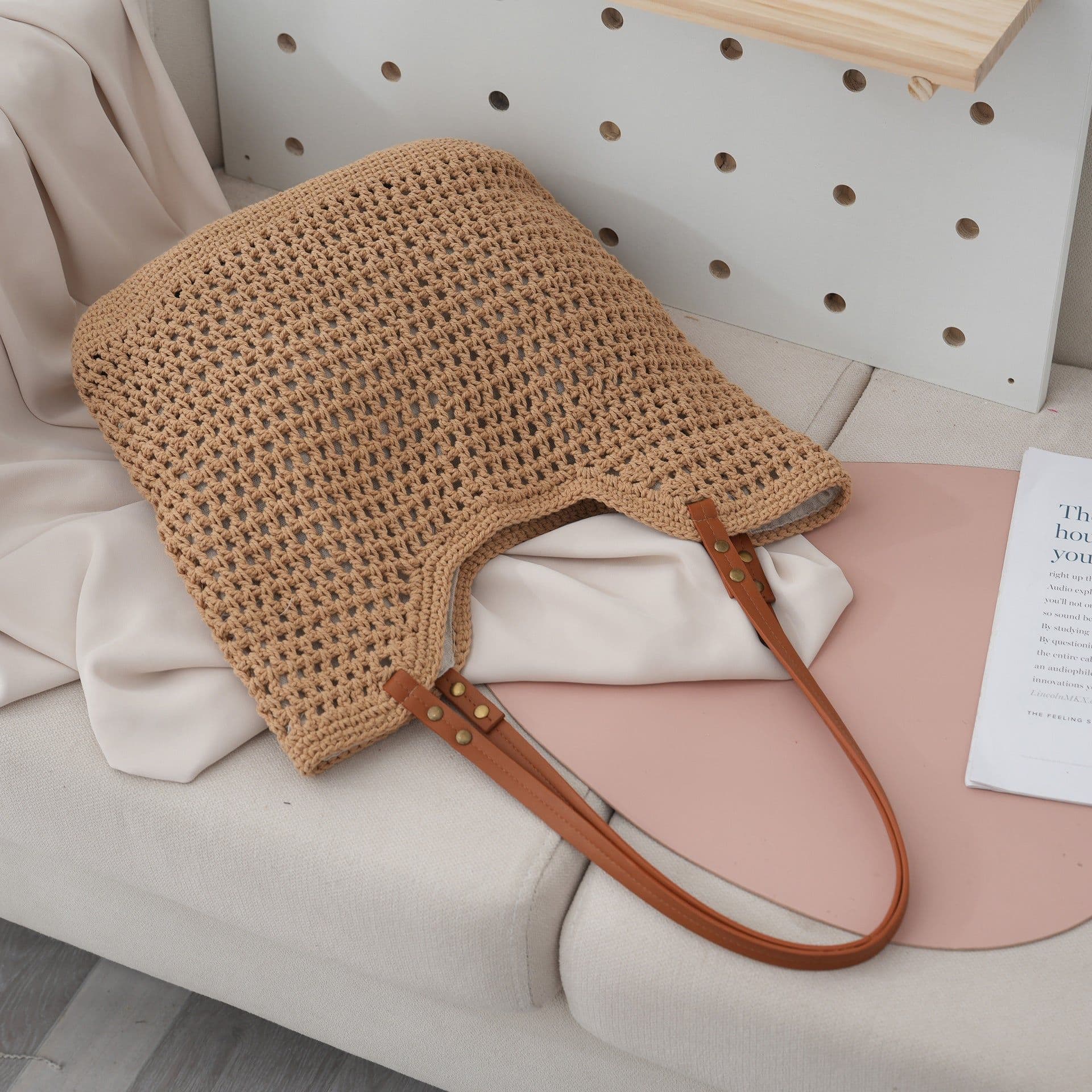 image-Beach Casual Hollow Mesh Woven Lightweight Straw Handbag