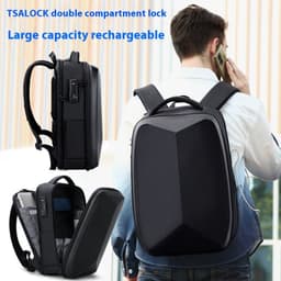 image-Men's Business Casual Password Lock Anti-theft Backpack Business Trip Travel Laptop Bag Student Schoolbag