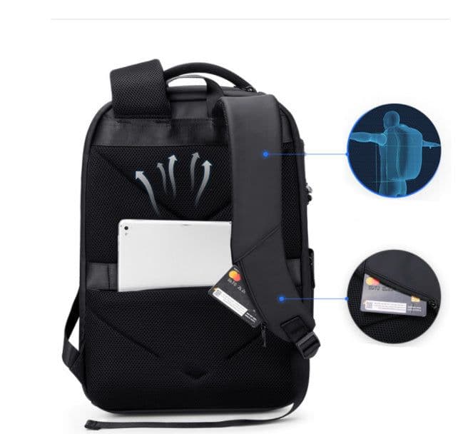 image-Men's Business Casual Password Lock Anti-theft Backpack Business Trip Travel Laptop Bag Student Schoolbag