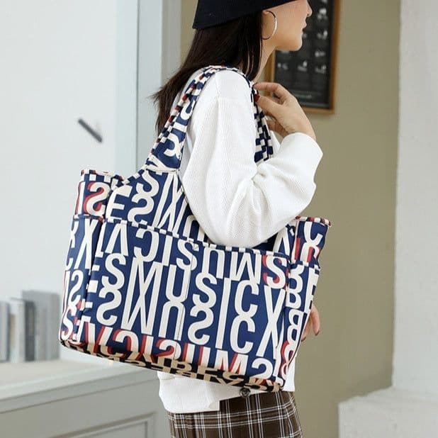 image-Women's Handbag Nylon Cloth Korean Cute Printed Shoulder Bag Casual Large Capacity
