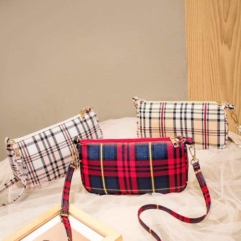 image-Women's Plaid Fashion Large Capacity Shoulder Bag
