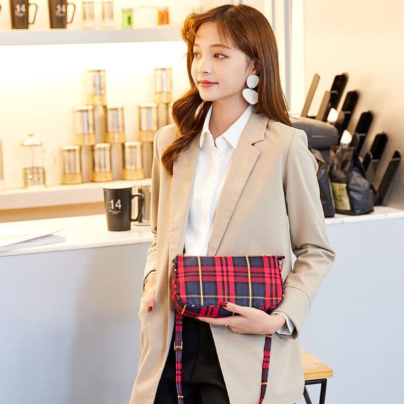 image-Women's Plaid Fashion Large Capacity Shoulder Bag