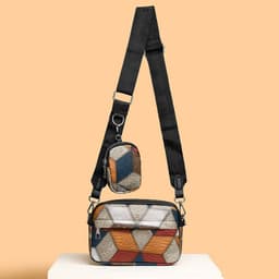 image-Retro Fashion Stitching Contrast Color Small Square Bag
