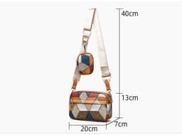 image-Retro Fashion Stitching Contrast Color Small Square Bag