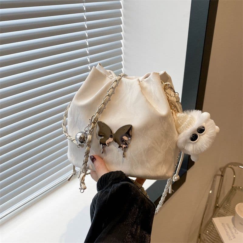 image-Chain Small Bag Female Butterfly Crossbody Single Shoulder Bucket Bag