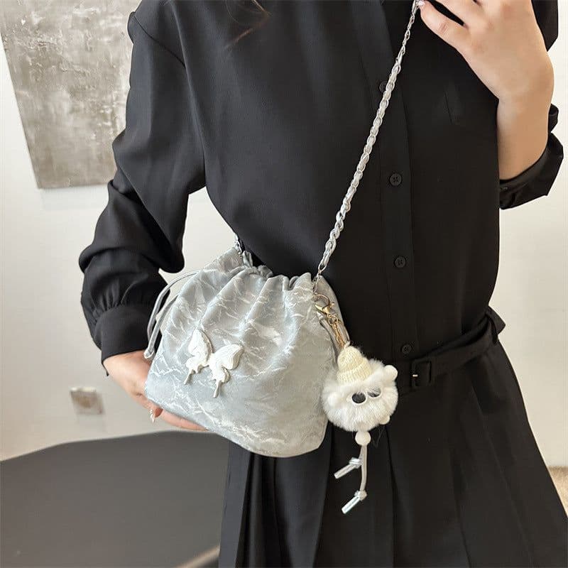 image-Chain Small Bag Female Butterfly Crossbody Single Shoulder Bucket Bag